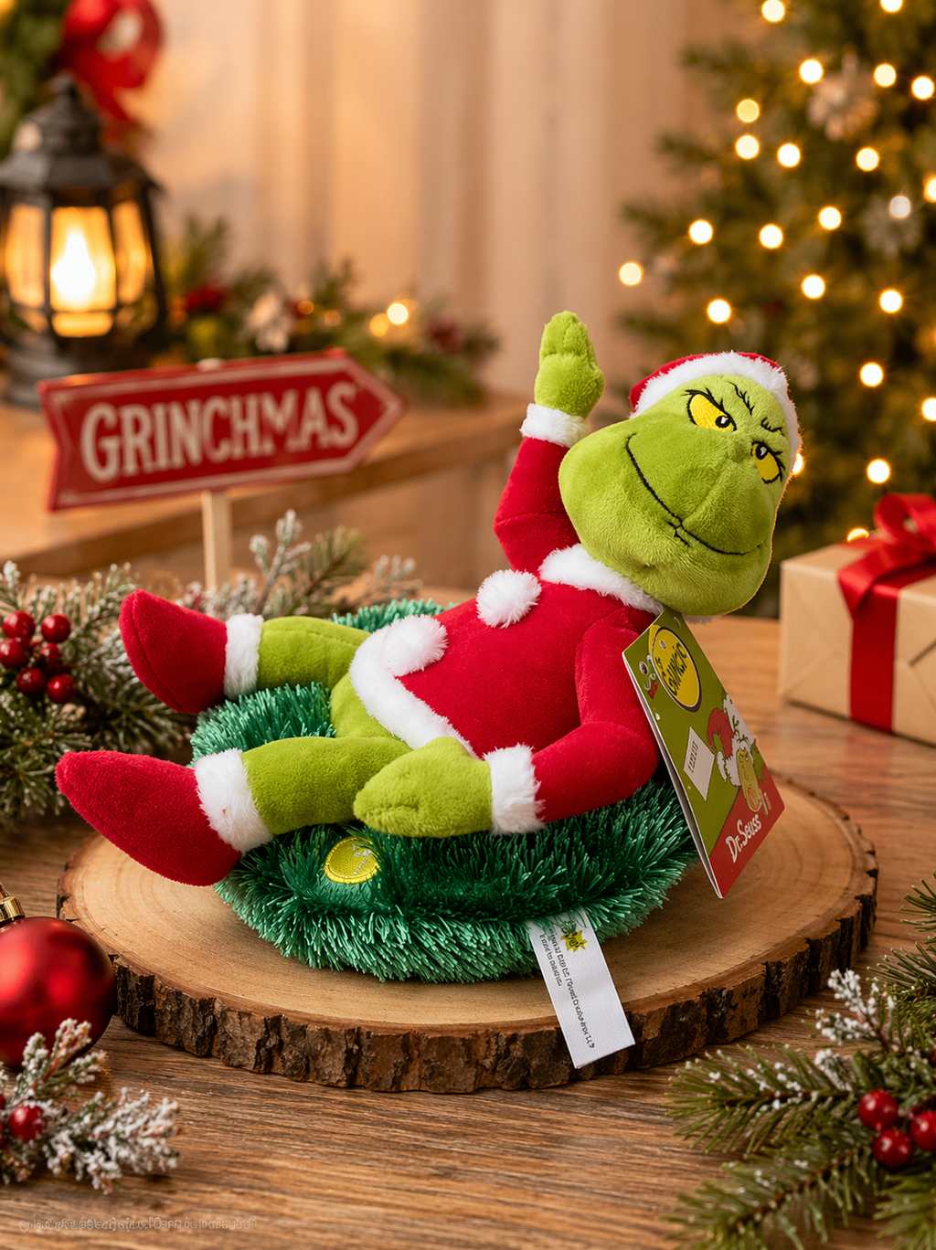 Animated Singing Grinch Wreath – Spinning Christmas Decoration
