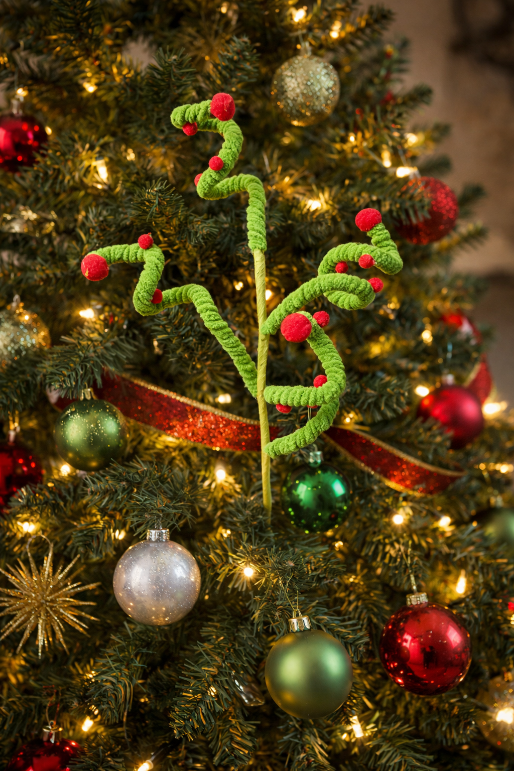 Red & Green Swirl Spray – Statement Christmas Tree Styling Pick