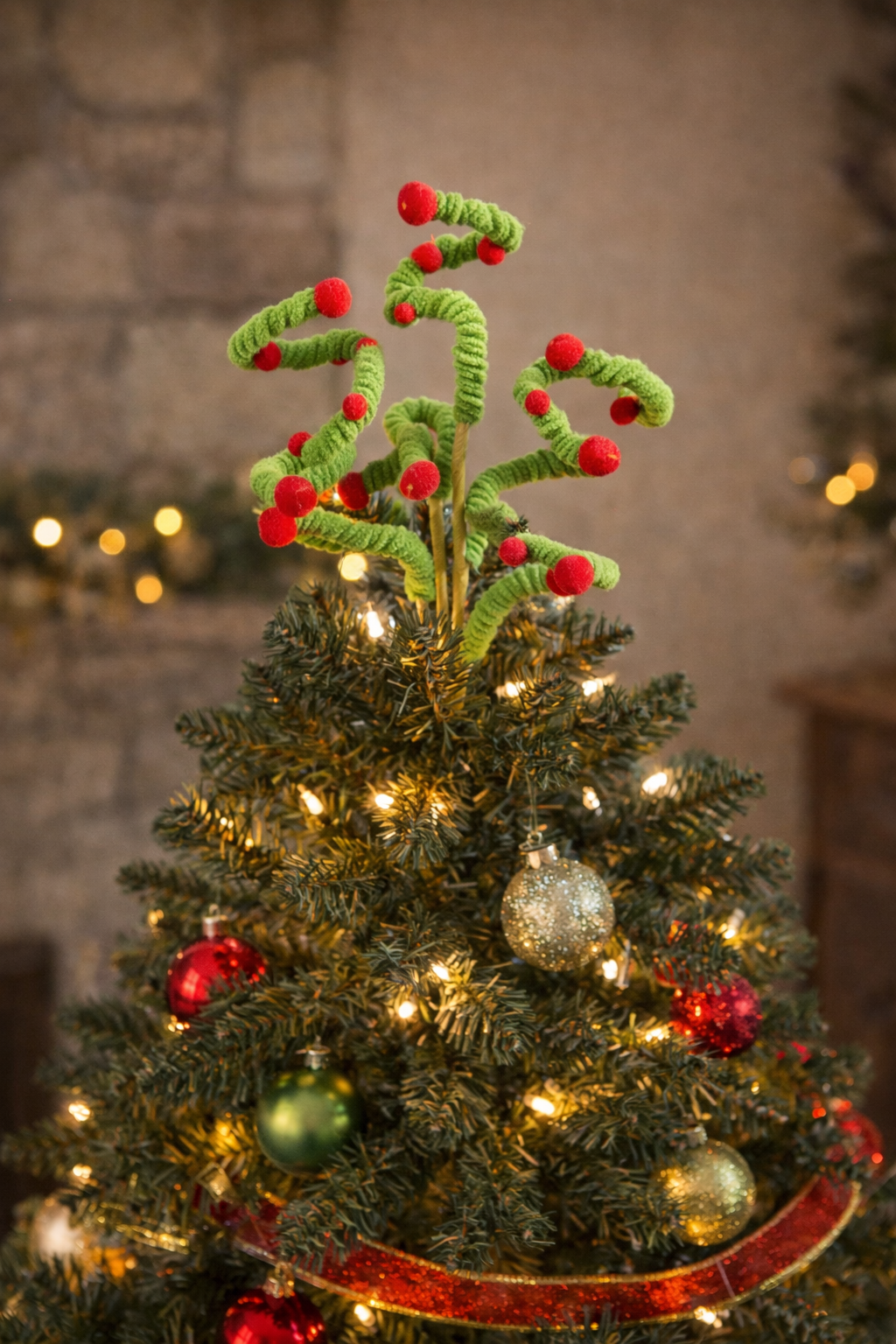 Red & Green Swirl Spray – Statement Christmas Tree Styling Pick