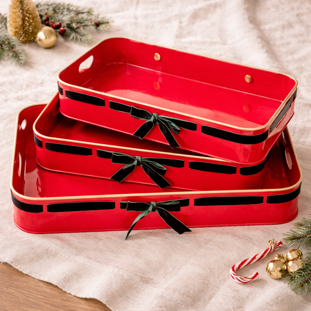 Set of 3 Christmas Serving Trays – Festive Entertaining & Table Decor