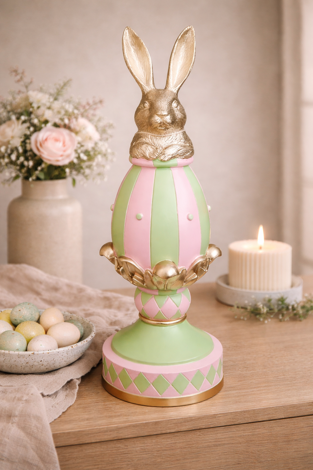 Luxe Pastel Striped Egg – Soft, Elegant Easter Styling Piece