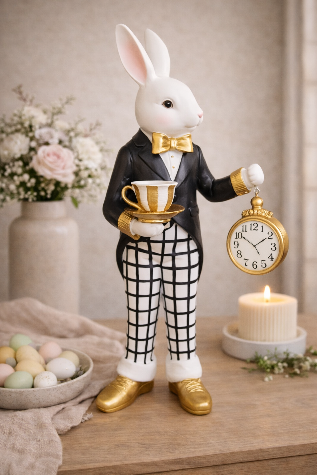 Luxe Mad Hatter Bunny 47cm – Whimsical Statement Piece for Easter Styling