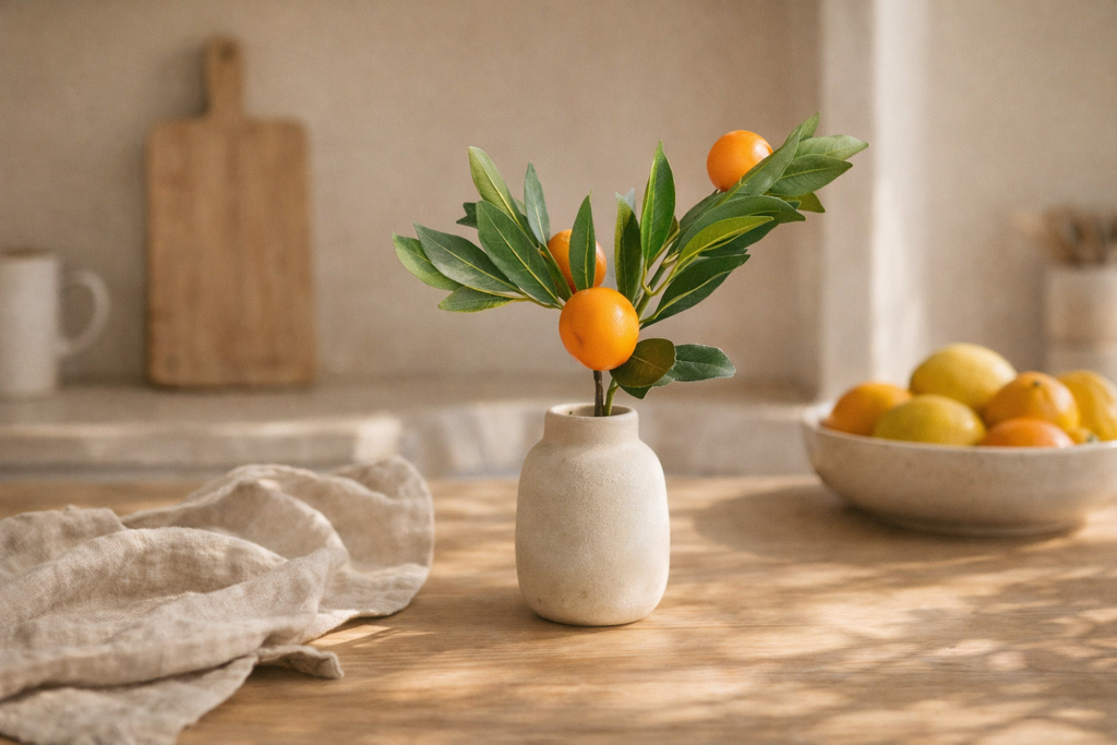 Mandarin Fruit Spray – Decorative Citrus Stem for Kitchen & Home Styling