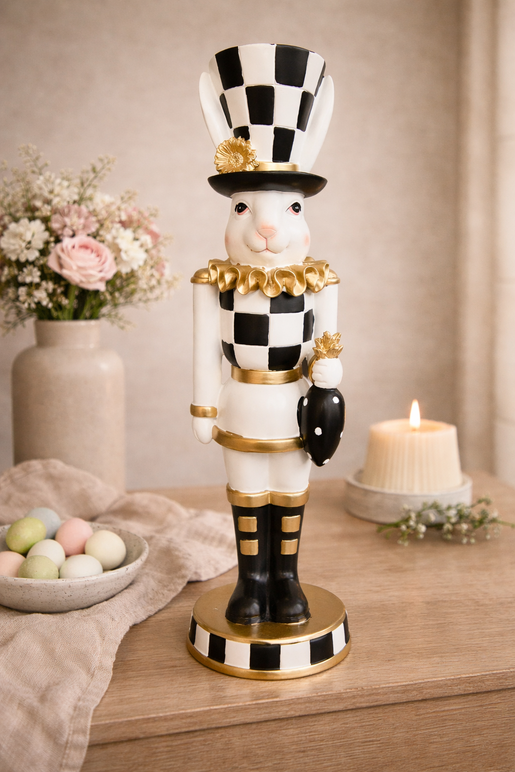 Luxe Standing Rabbit 46cm – Statement Easter Decor for Console & Table Styling