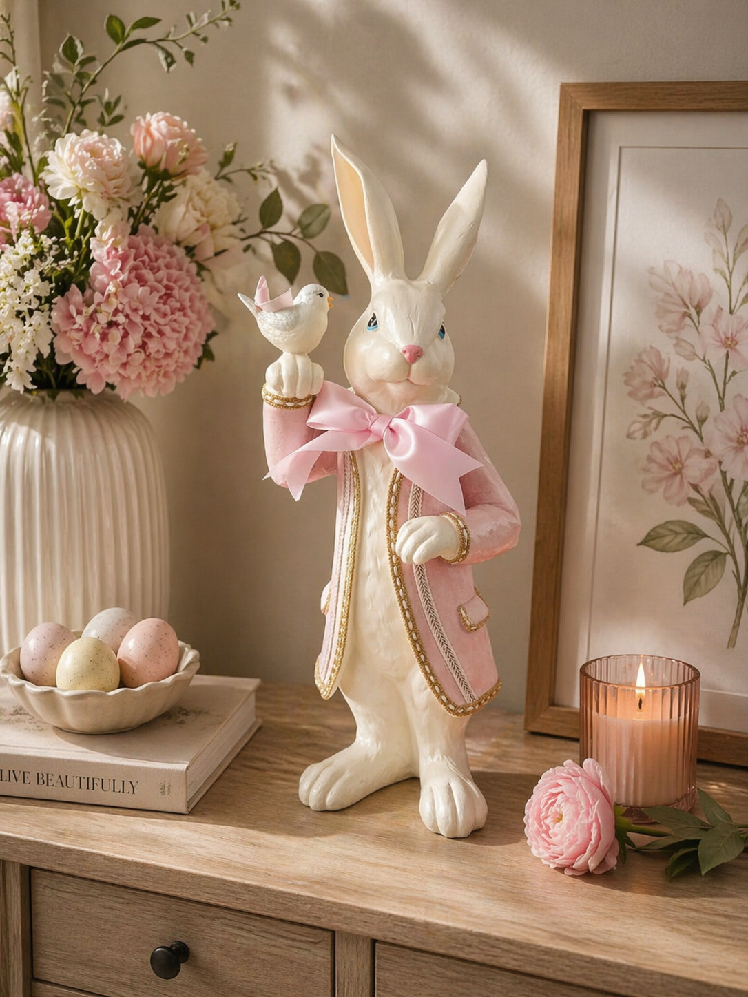 Luxe Standing Rabbit 54cm – Velvet Coat Statement Piece