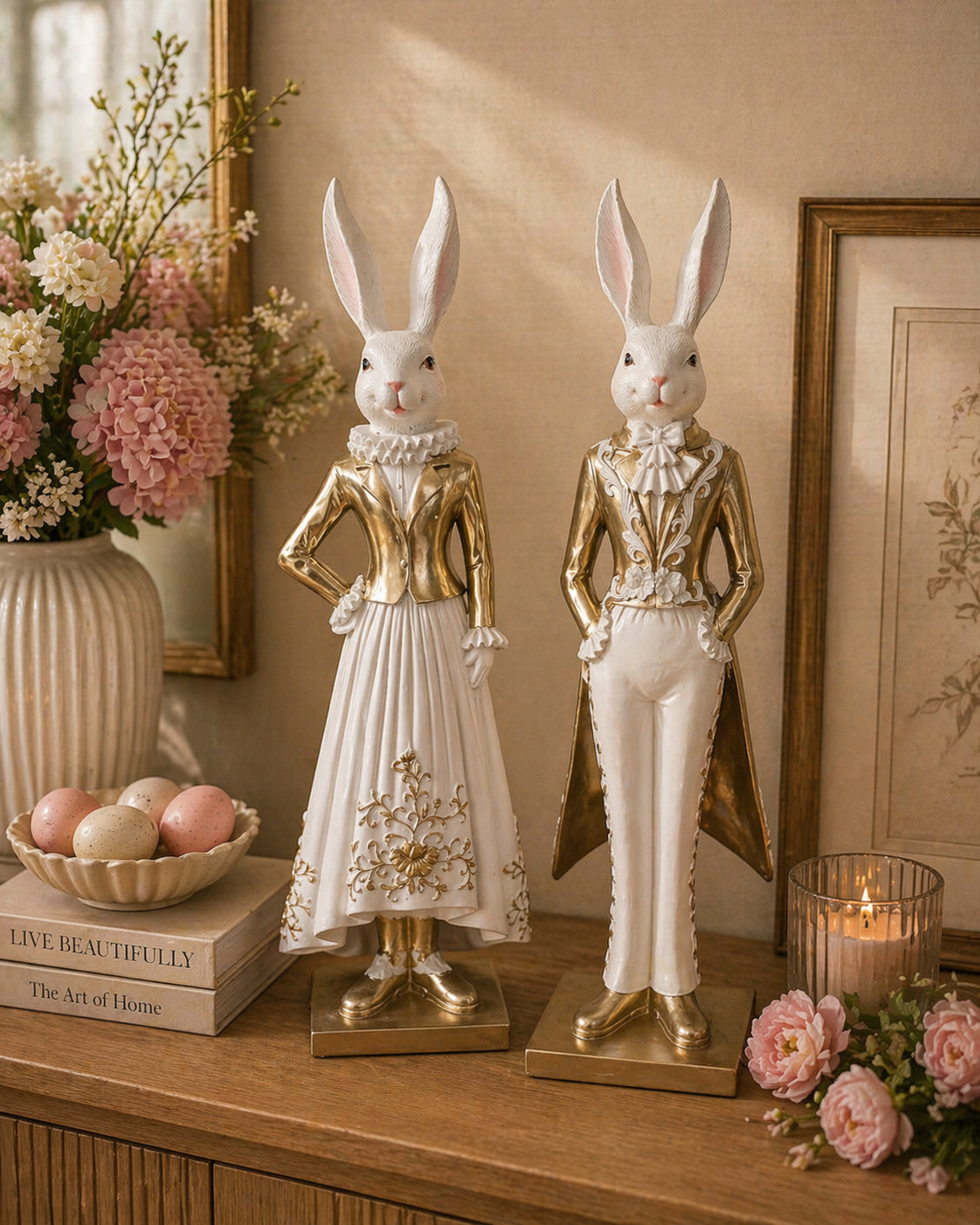 Elegant Mrs Bunny Standing – Timeless Easter Décor Piece