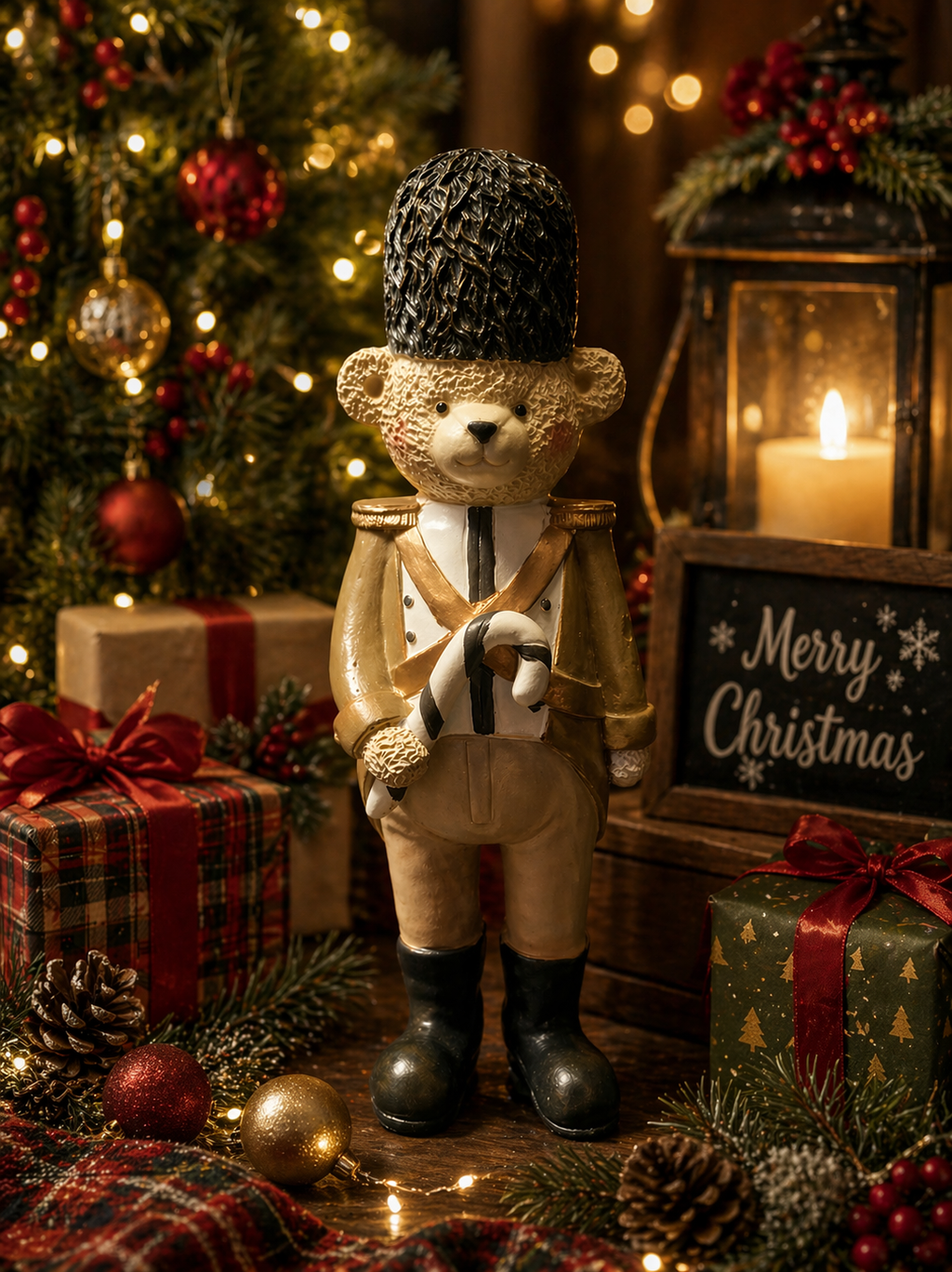Christmas Bear Soldier 21cm – Festive Character Styling Piece