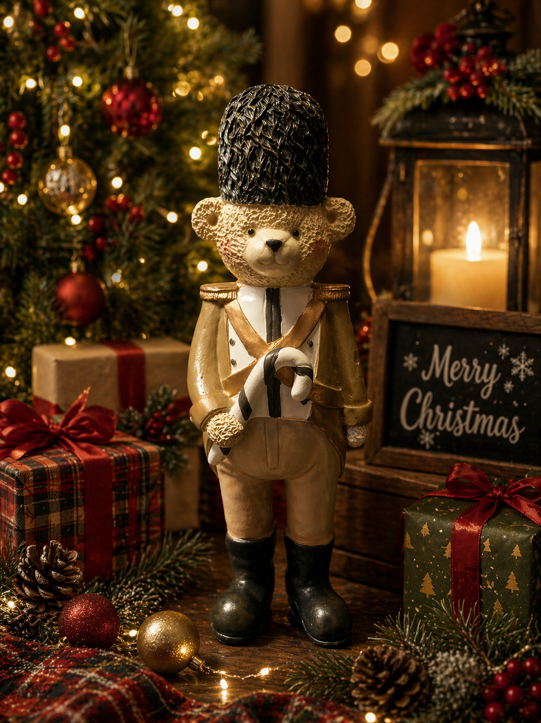Christmas Bear Soldier 21cm – Festive Character Styling Piece