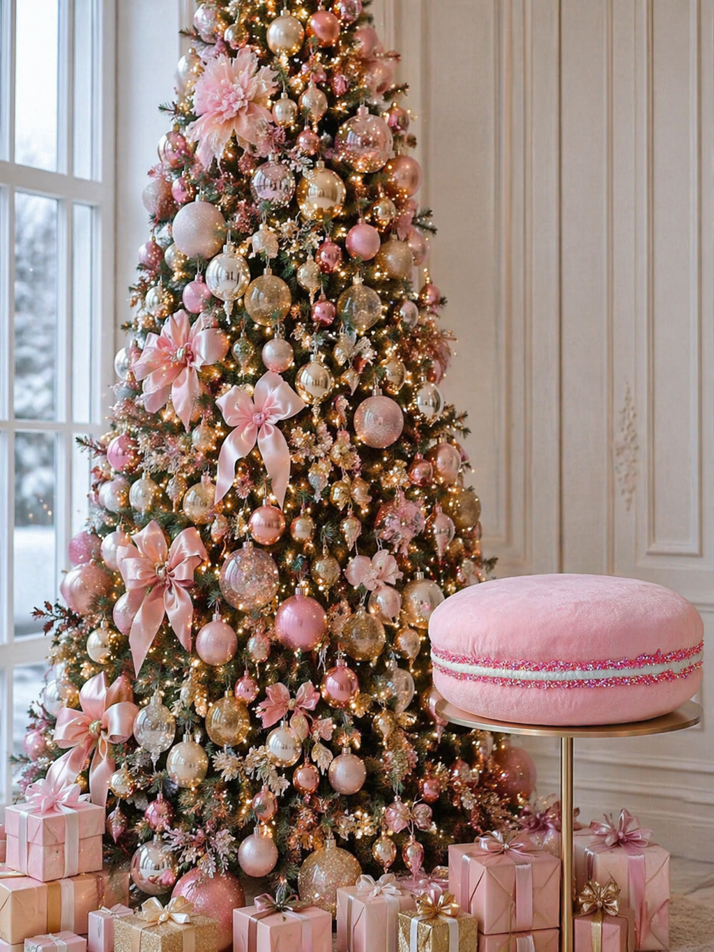 Velvet Pink Macaron Ornament – 18cm Statement Styling Piece