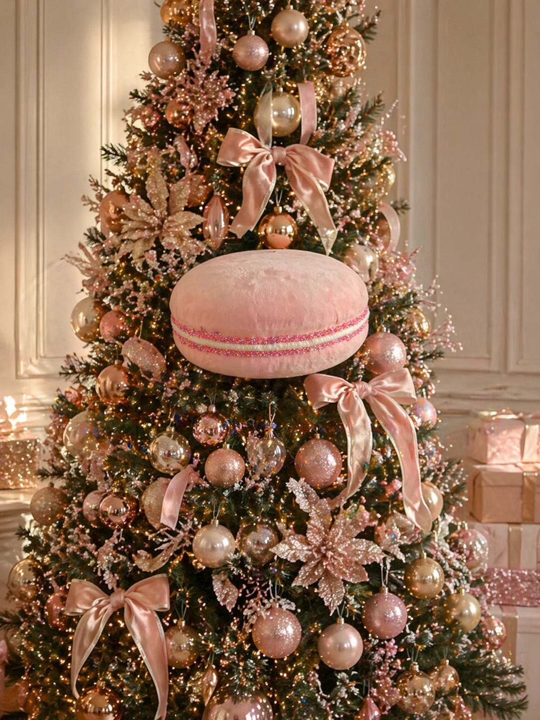 Velvet Pink Macaron Ornament – 18cm Statement Styling Piece