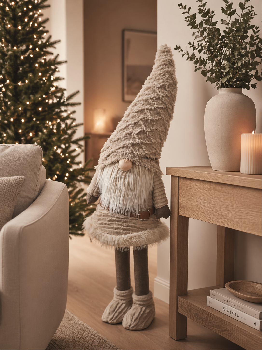 Large Natural Christmas Gnome 114cm – Festive Statement Piece