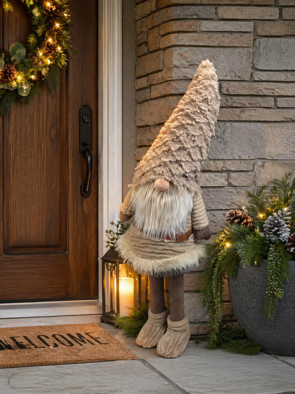 Large Natural Christmas Gnome 114cm – Festive Statement Piece