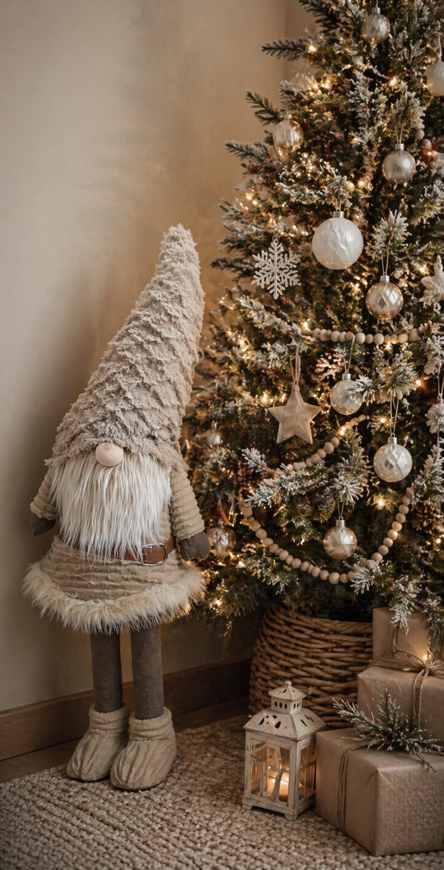 Large Natural Christmas Gnome 114cm – Festive Statement Piece