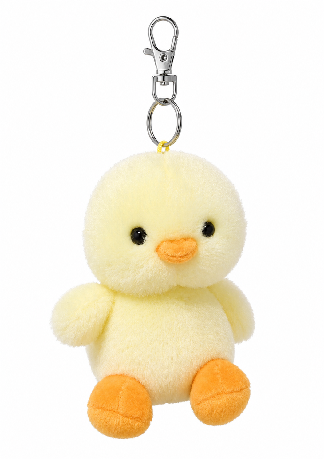 Betsy Chick soft yellow plush keyring on white background