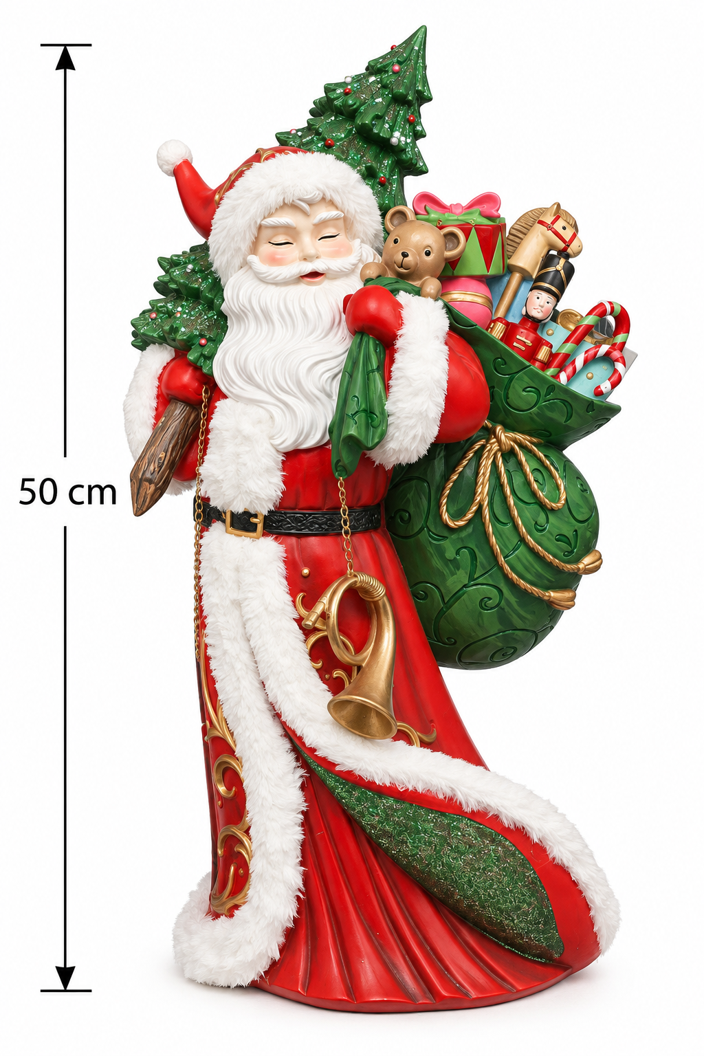 Product dimension diagram of the Santa figurine showing 50cm height