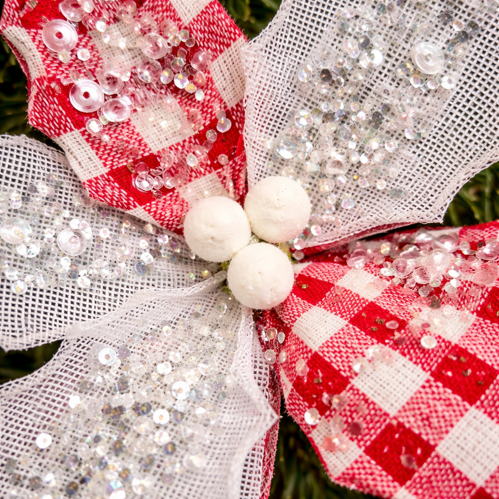 Festive poinsettia Christmas clip decoration with sparkle detail — Mistletoe Home Australia