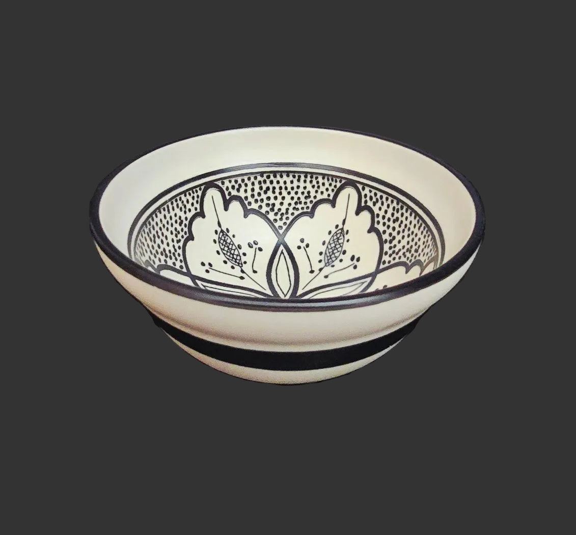 Side view of black and white ceramic bowl 9.5cm showing depth and profile — Mistletoe Home Australia