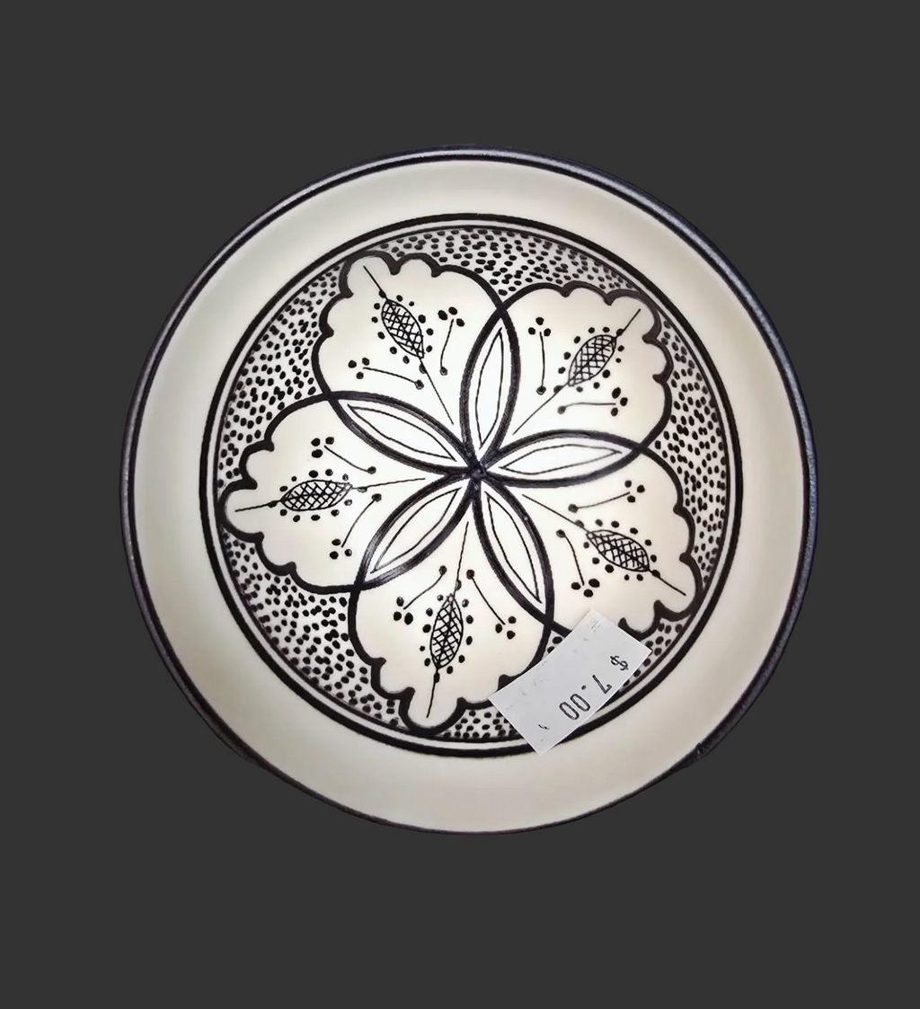 Top view of black and white ceramic bowl showing timeless black and white pattern detail — Mistletoe Home Australia