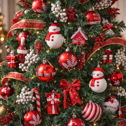 70-piece Christmas decoration set styled on a beautifully decorated Christmas tree with ornaments and accents — Mistletoe Home Australia