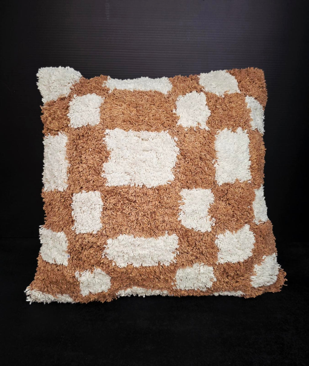 Close up of tufted checkerboard pattern cushion cover texture in cotton — sofa cushion Australia Mistletoe Home