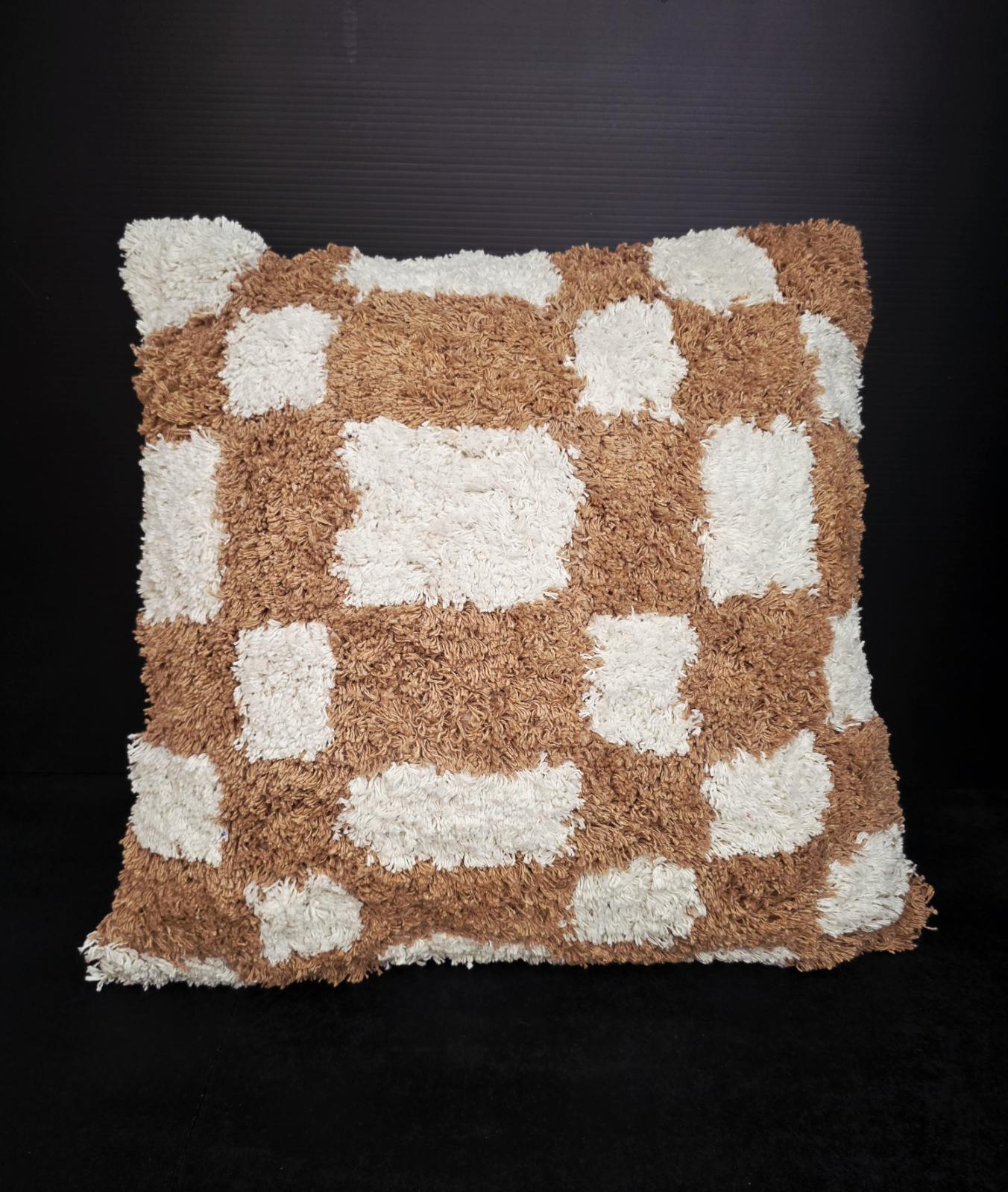 Close up of tufted checkerboard pattern cushion cover texture in cotton — sofa cushion Australia Mistletoe Home