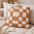 Checkerboard tufted cotton cushion cover 50x50cm styled on a neutral sofa — Mistletoe Home Australia