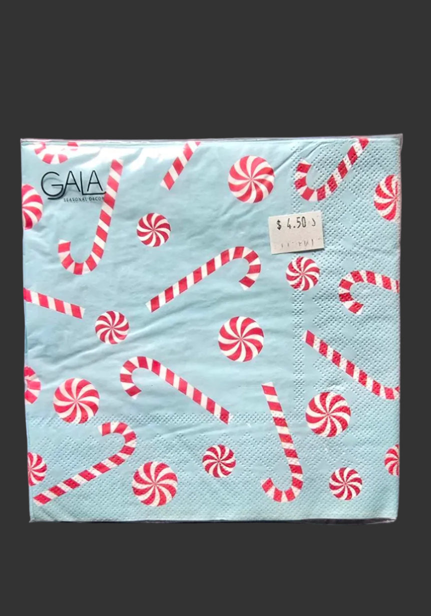 Christmas candy cane paper napkins 20 pack 3-ply on white background — festive table styling Australia Mistletoe Home