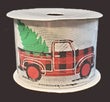 Spool of Christmas red truck and green tree decorative wired ribbon 7cm x 9m — Mistletoe Home