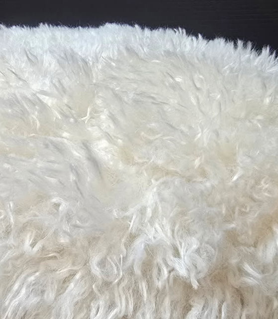 Close up texture of round ivory faux fur cushion — soft plush cushion Australia Mistletoe Home