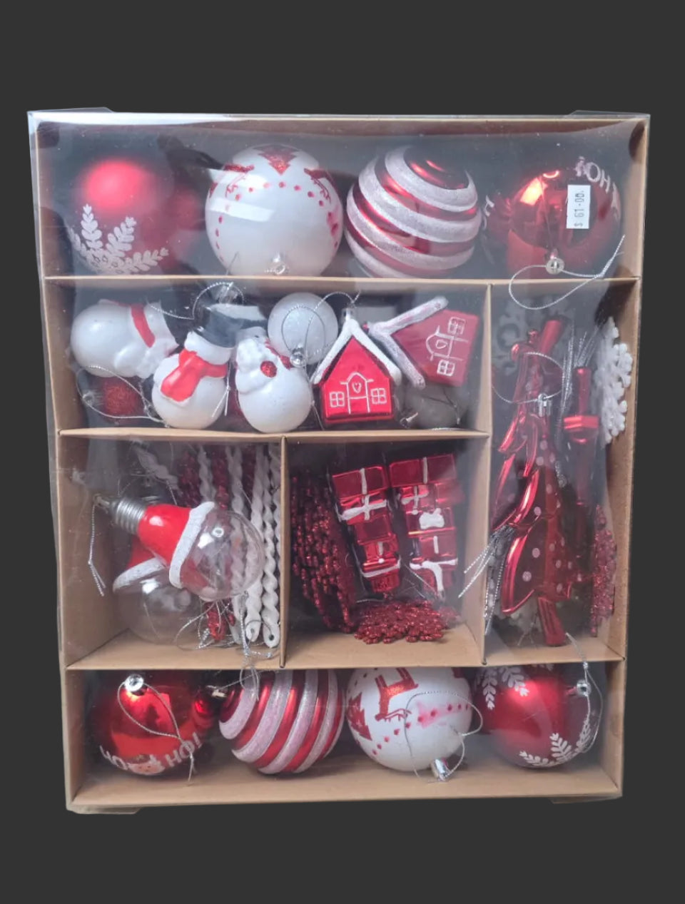 70-piece Christmas decoration set in box showing full collection of festive ornaments and decorative accents — Mistletoe Home Australia