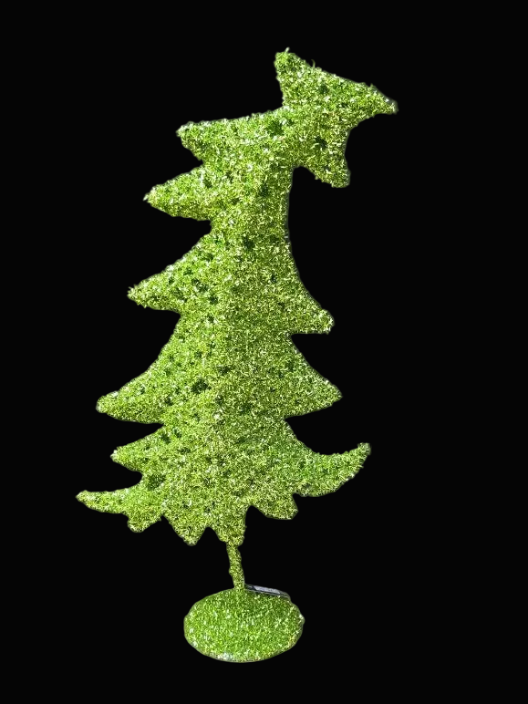 Green decorative Christmas tree on a black background