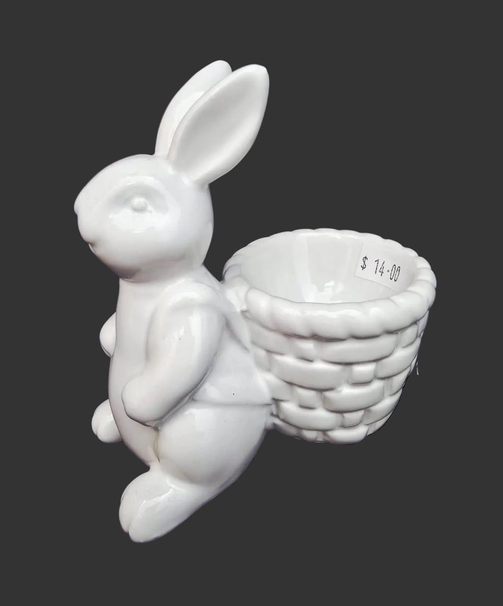 White ceramic bunny egg cup on a black background — Easter gift and table styling Australia Mistletoe Home