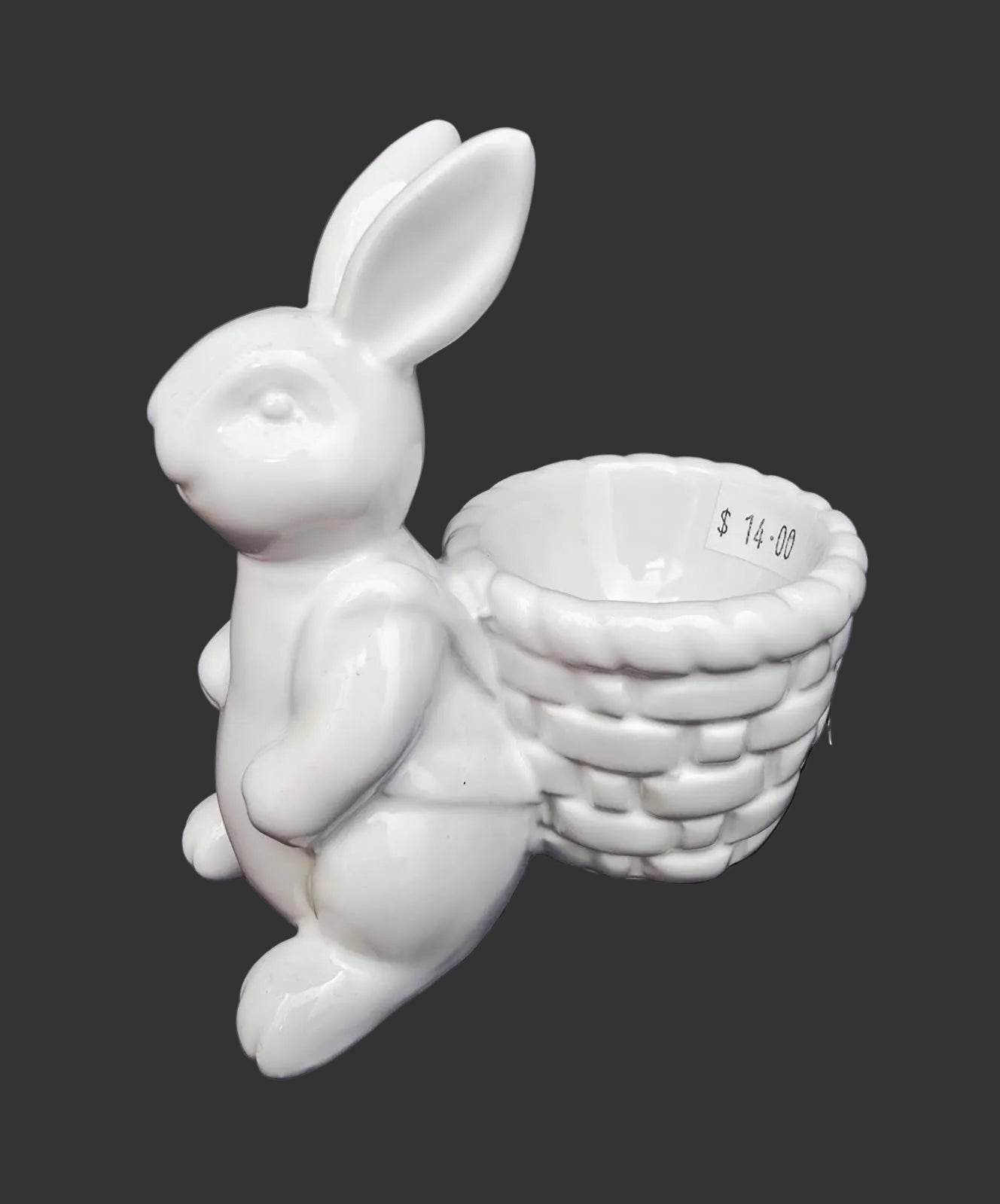 White ceramic bunny egg cup on a black background — Easter gift and table styling Australia Mistletoe Home