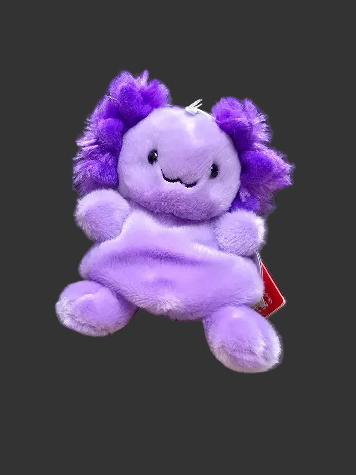 Palm Pals Xavier purple axolotl soft plush toy on black background — kids and teen gift Australia Mistletoe Home
